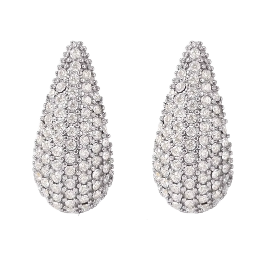 Celestial zircon drop earrings in polished stainless steel