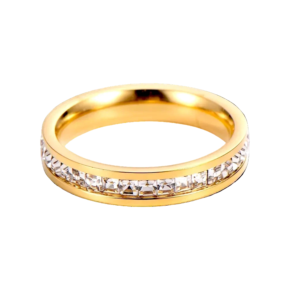 Eternity Ring with zircon stones in 18K gold plated stainless steel