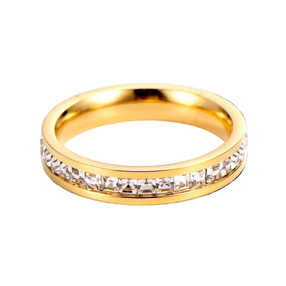 Eternity Ring with zircon stones in 18K gold plated stainless steel