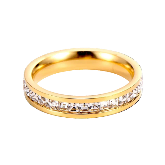 Eternity Ring with zircon stones in 18K gold plated stainless steel