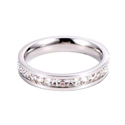 Eternity Ring with zircon stones in polished stainless steel