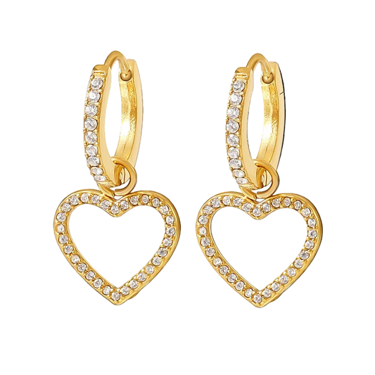 Lovers Heart Huggies in 18K gold plated stainless steel
