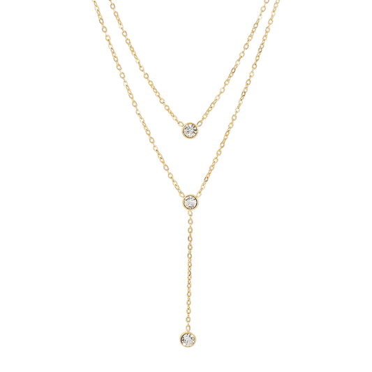 Layered Lariat Necklace in 18K gold plated stainless steel