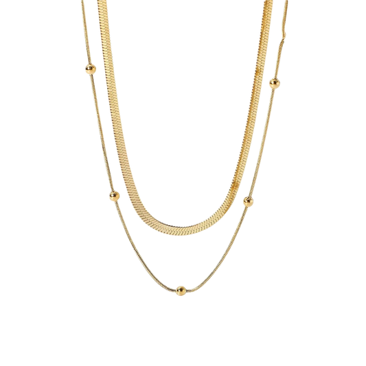 Layered Serpent Chain Necklace in 18K gold plated stainless steel