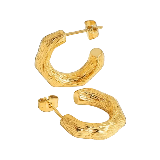Molten Nugget Huggies in 18K gold plated stainless steel