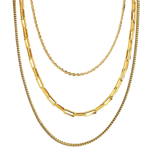 Multi Layered Diva Necklace in 18K gold plated stainless steel