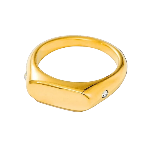 North Star Signet Ring in 18K gold plated stainless steel