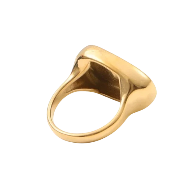 Polished Pebble Ring back view in gold finish
