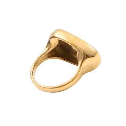 Polished Pebble Ring back view in gold finish