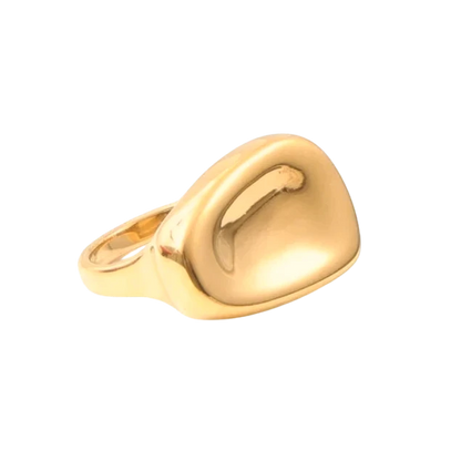 Polished Pebble Ring in 18K gold plated stainless steel