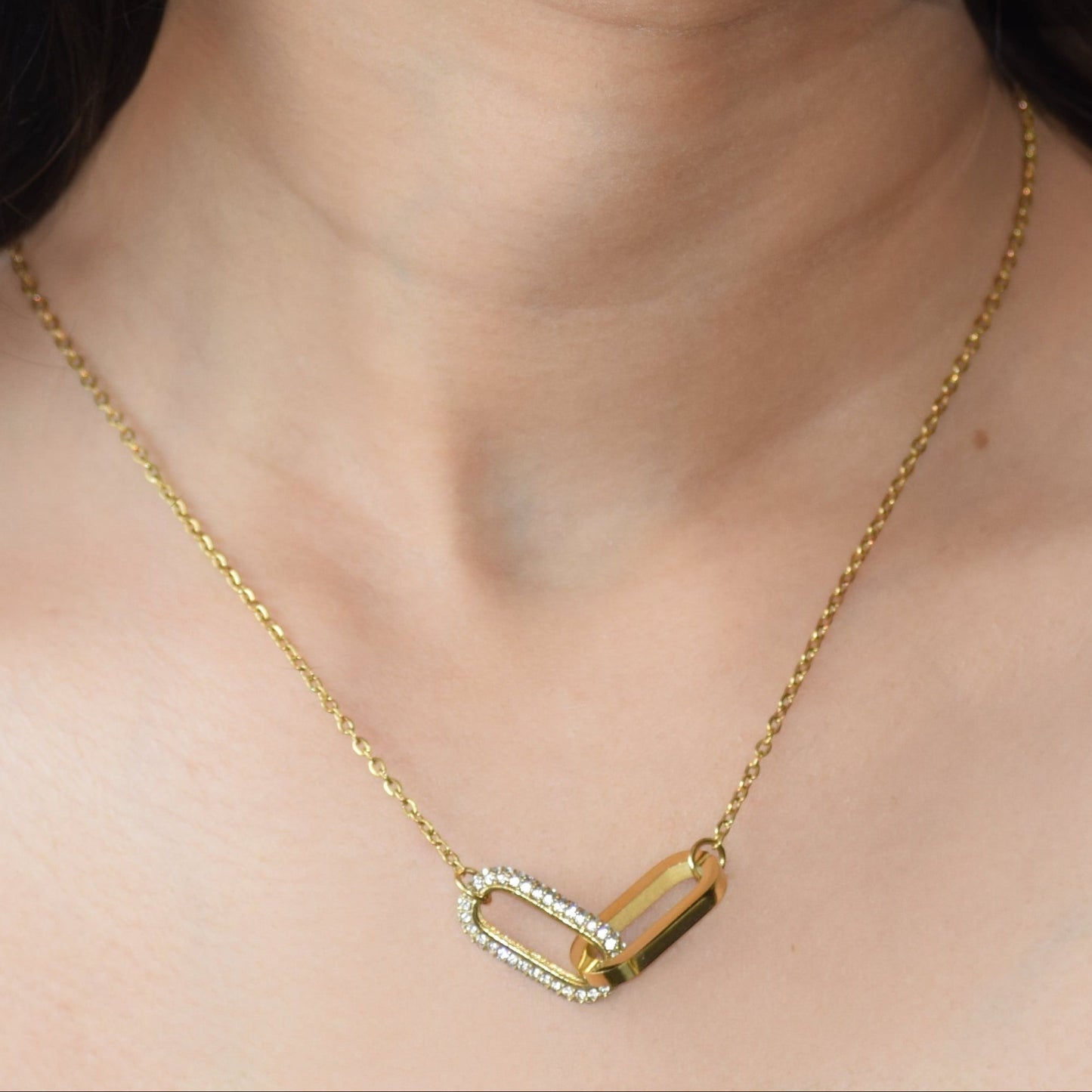 Promised Forever Pendant Necklace close up in gold finish