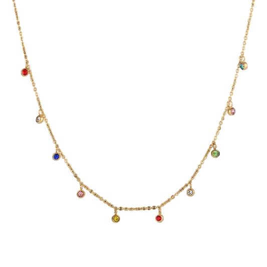 Rainbow Dew Drop zircon necklace in 18K gold plated stainless steel