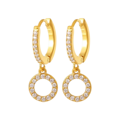 Comet Huggies with sparkling zircon charms in 18K gold plated stainless steel