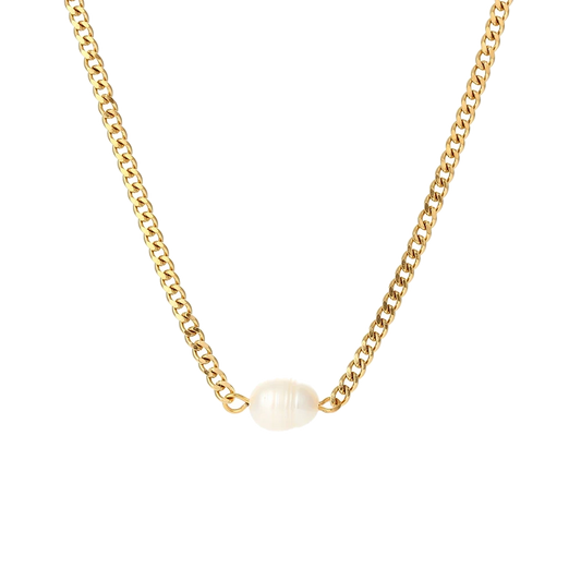 Statement Pearl Necklace in 18K gold plated stainless steel