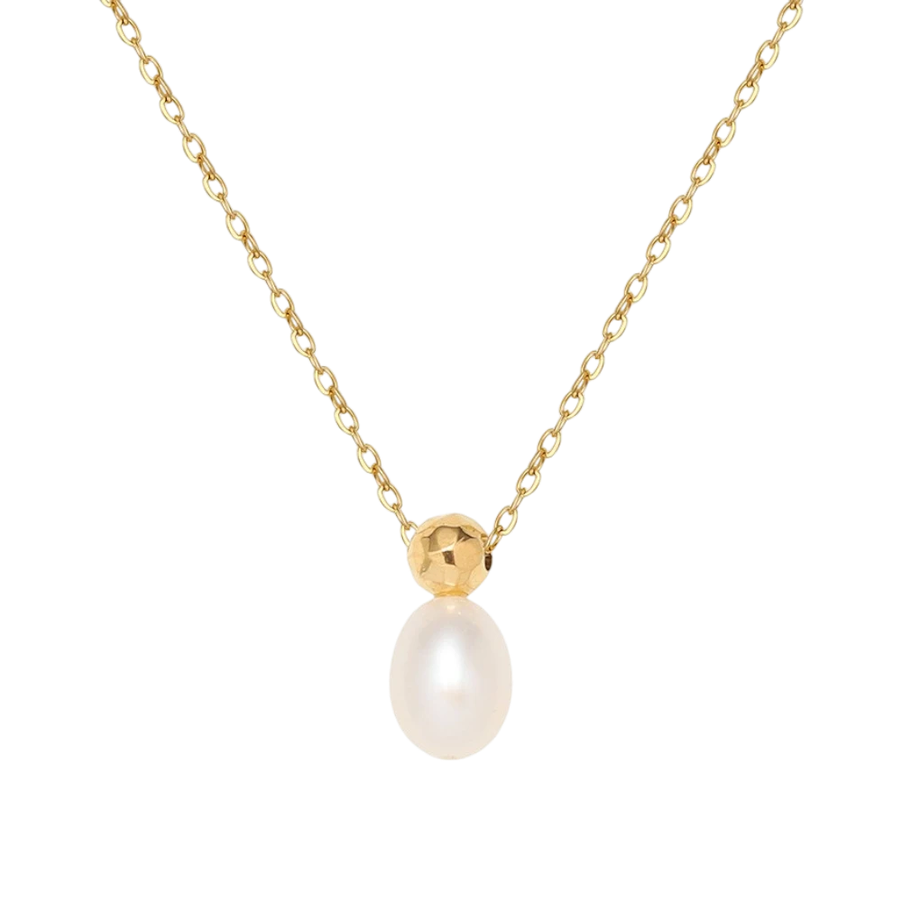Ocean Drop pearl necklace in 18K gold plated stainless steel