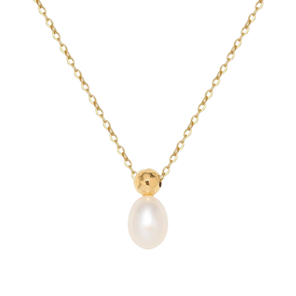 Ocean Drop pearl necklace in 18K gold plated stainless steel