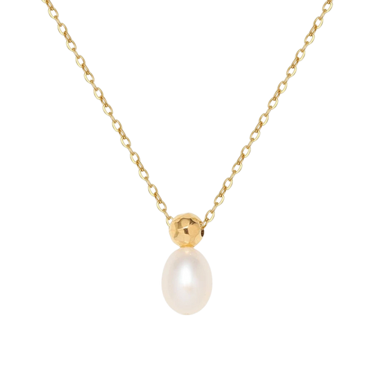 Ocean Drop pearl necklace in 18K gold plated stainless steel