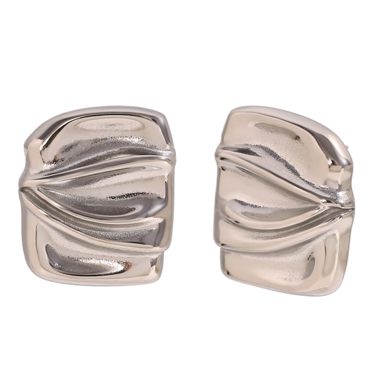 Gold Pleated Stud earrings with folded sculptural design