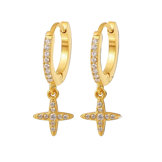 Star Huggie Hoops in 18K gold plated stainless steel