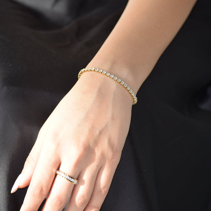 Gold Classic Tennis Bracelet close up in 3mm width
