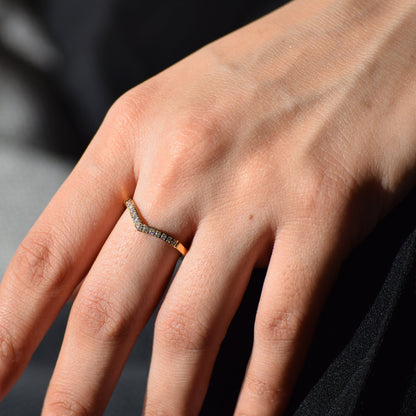 Gold Tiara zircon ring worn on hand