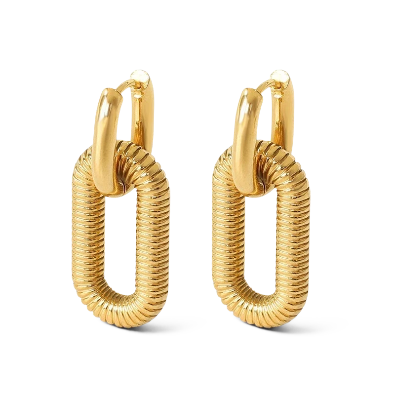 Woven Link drop earrings in 18K gold plated stainless steel