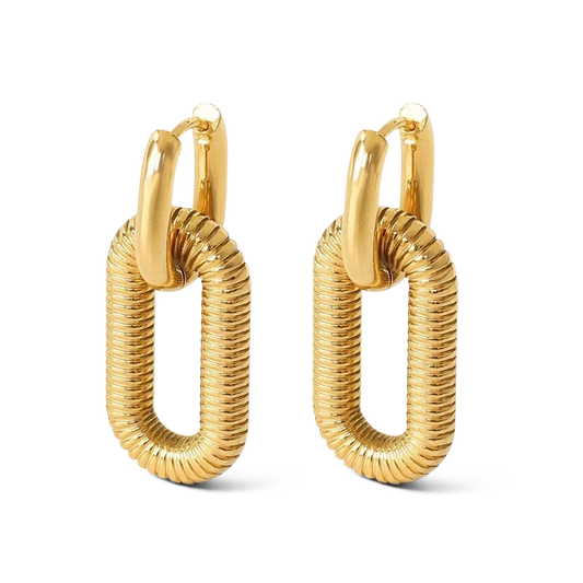 Woven Link drop earrings in 18K gold plated stainless steel